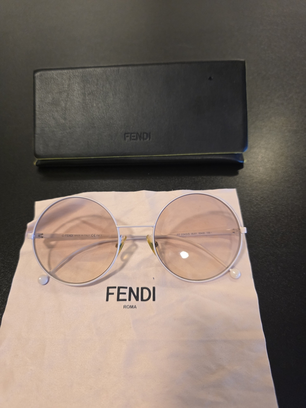 Fendi FENDIRAMA Women's Round Pink Lens Sunglasses